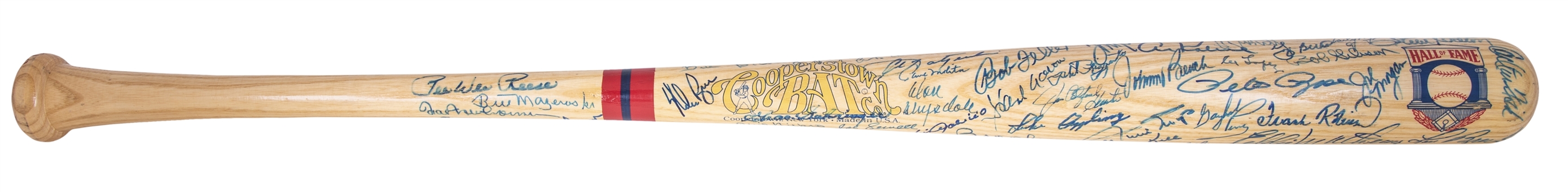 Incredible Hall of Fame Multi-Signed Bat with 75+ Signatures Incl. Mickey Mantle, Ted Williams, Koufax, Mays, Aaron and Kirby Puckett All Personally Obtained by Gene "Stick" Michael (JSA)